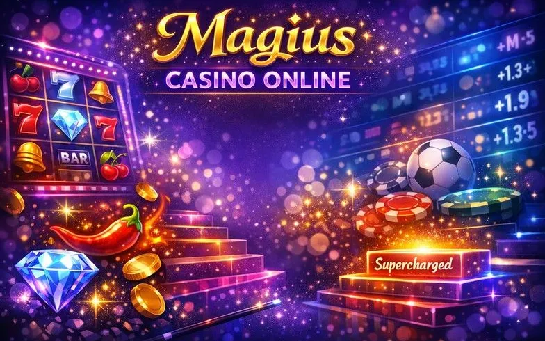 Magius Casino home banner with rabbit illusionist mascot